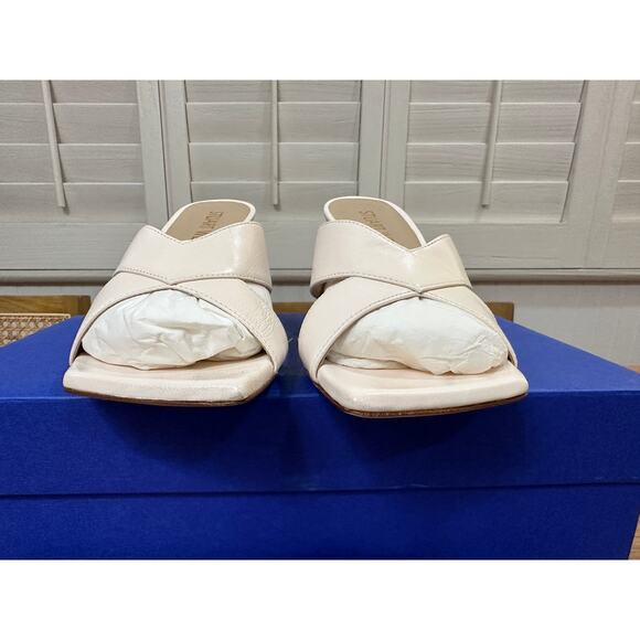 Stuart Weitzman Carmen 75 Slide Sandal Lacquered Nappa Seashell Size 7 NIB - Picture 6 of 14
